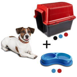 Casinha N4 para Mdio Porte + Comedouro Duplo Antiformiga 1L