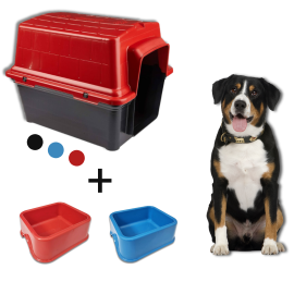 Casinha N4 para Mdio Porte + Comedouro e Bebedouro Separados